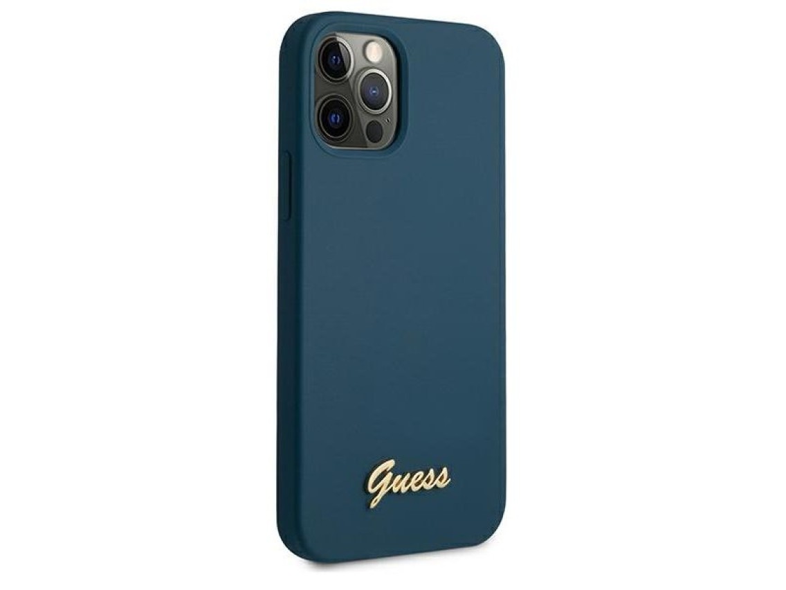 Guess GUHCP12LLSLMGBL iPhone 12 Pro Max 6.7" blue/blue hardcase Metal Logo Script