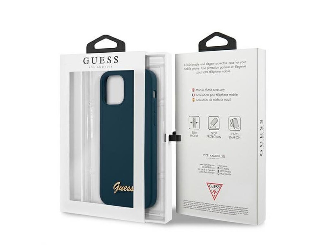 Guess GUHCP12LLSLMGBL iPhone 12 Pro Max 6.7" blue/blue hardcase Metal Logo Script