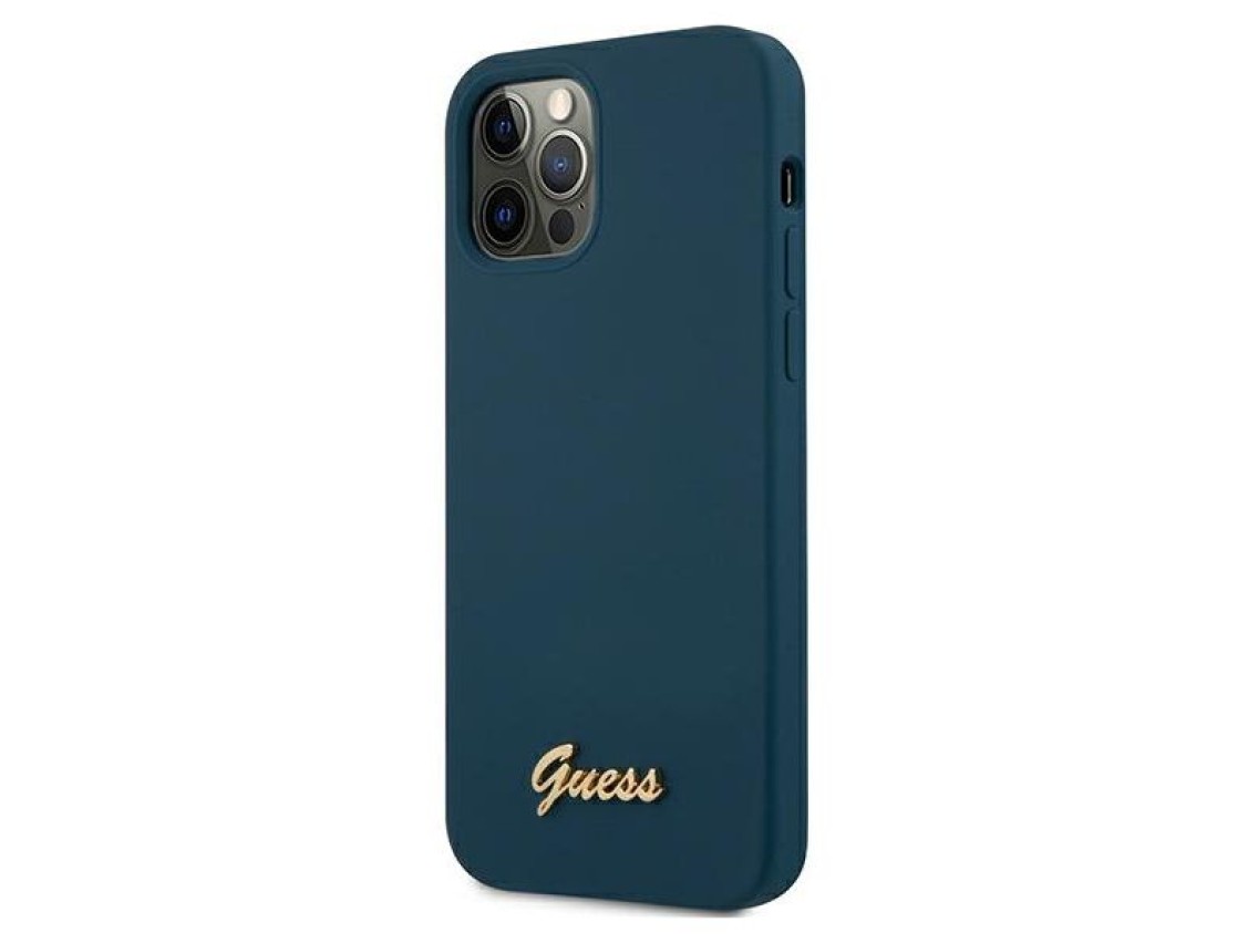 Guess GUHCP12LLSLMGBL iPhone 12 Pro Max 6.7" blue/blue hardcase Metal Logo Script