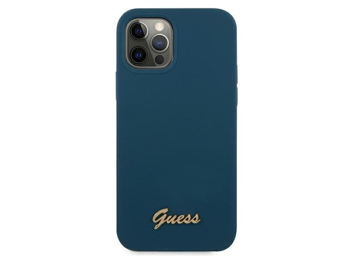 Guess GUHCP12LLSLMGBL iPhone 12 Pro Max 6.7" blue/blue hardcase Metal Logo Script