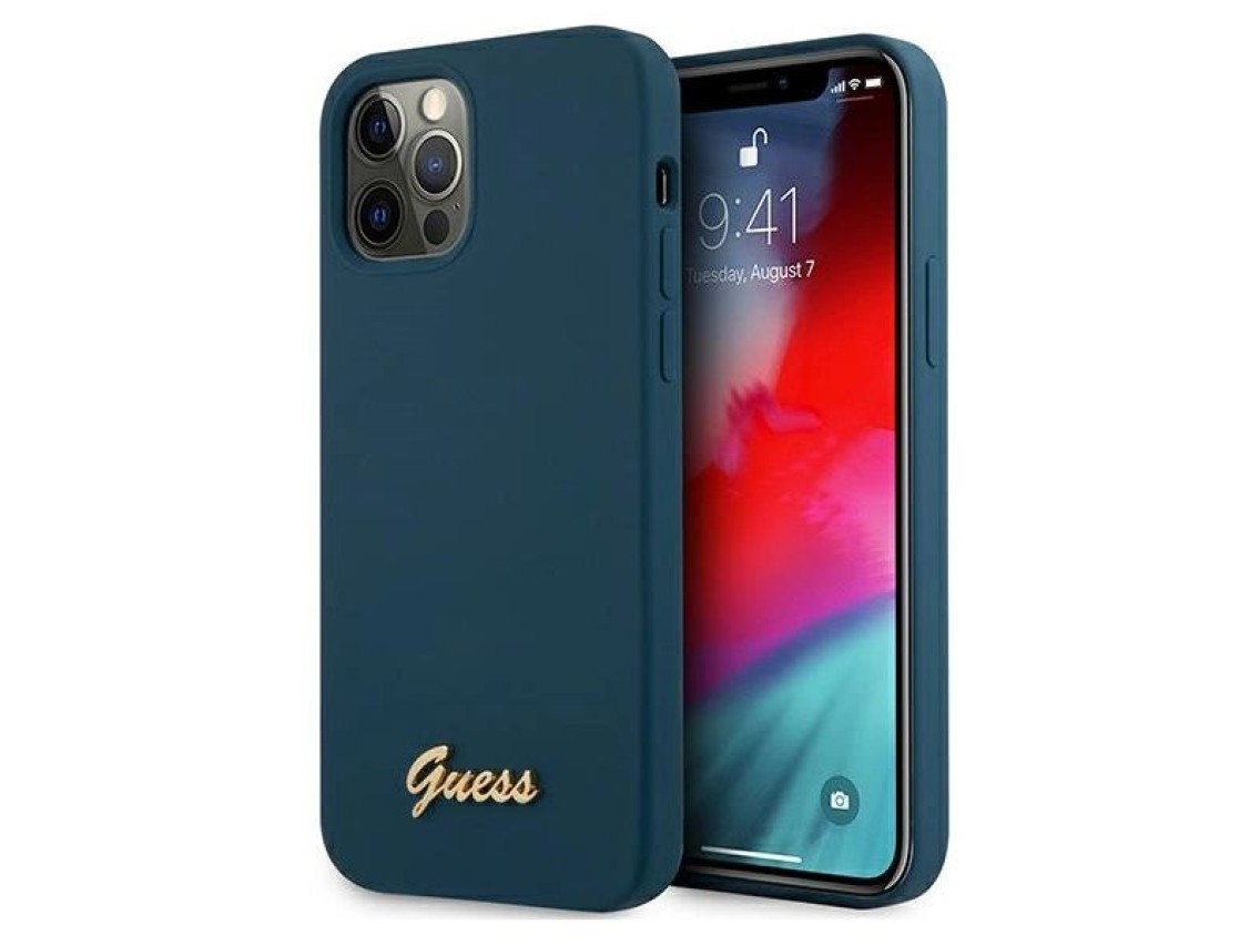 Guess GUHCP12LLSLMGBL iPhone 12 Pro Max 6.7" blue/blue hardcase Metal Logo Script