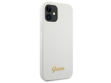 Guess GUHCP12SLSLMGWH iPhone 12 mini 5.4" white/white hardcase Metal Logo Script Guess GUHCP12SLSLMGWH iPhone 12 mini 5.4" white/white hardcase Metal Logo Script