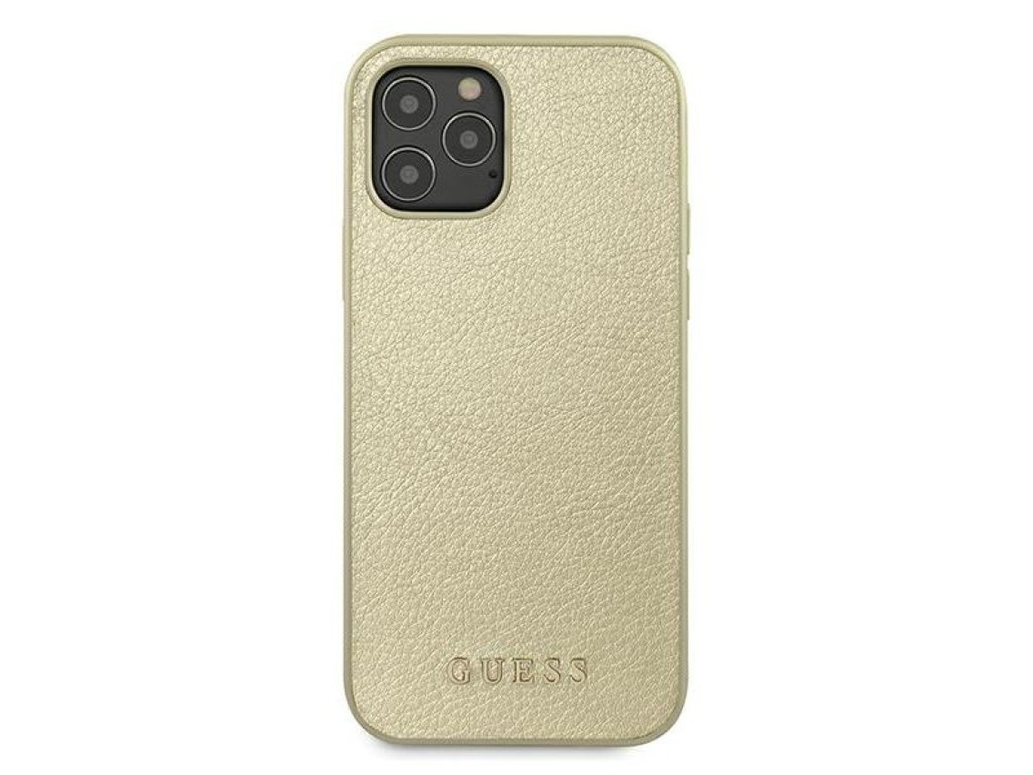 Capa rígida dourada/dourada iridescente Guess GUHCP12LIGLGO para iPhone 12 Pro Max 6.7"