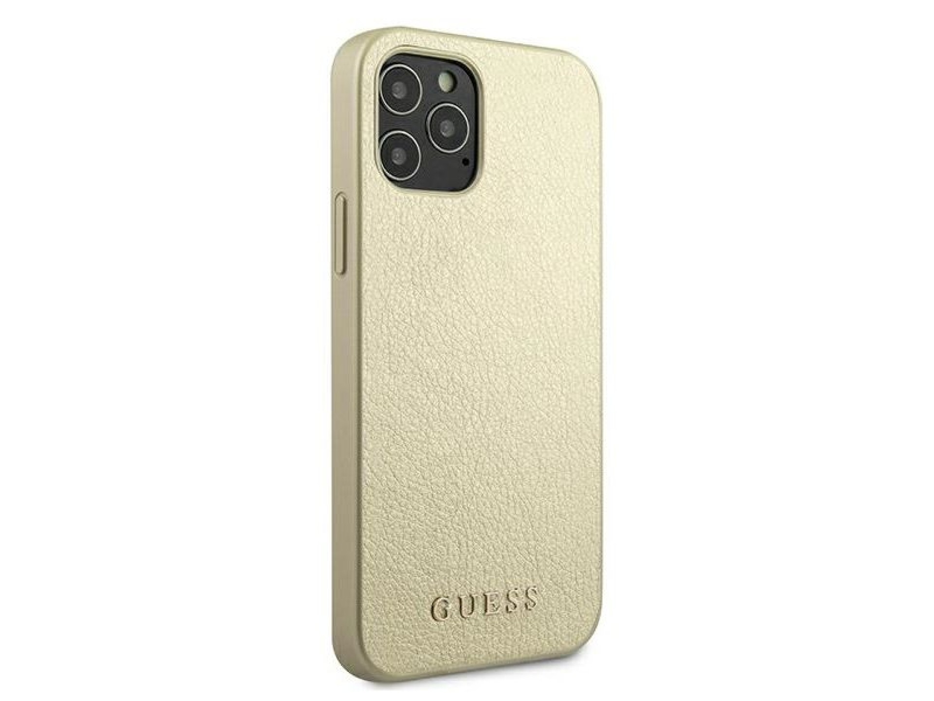 Capa rígida dourada/dourada iridescente Guess GUHCP12LIGLGO para iPhone 12 Pro Max 6.7