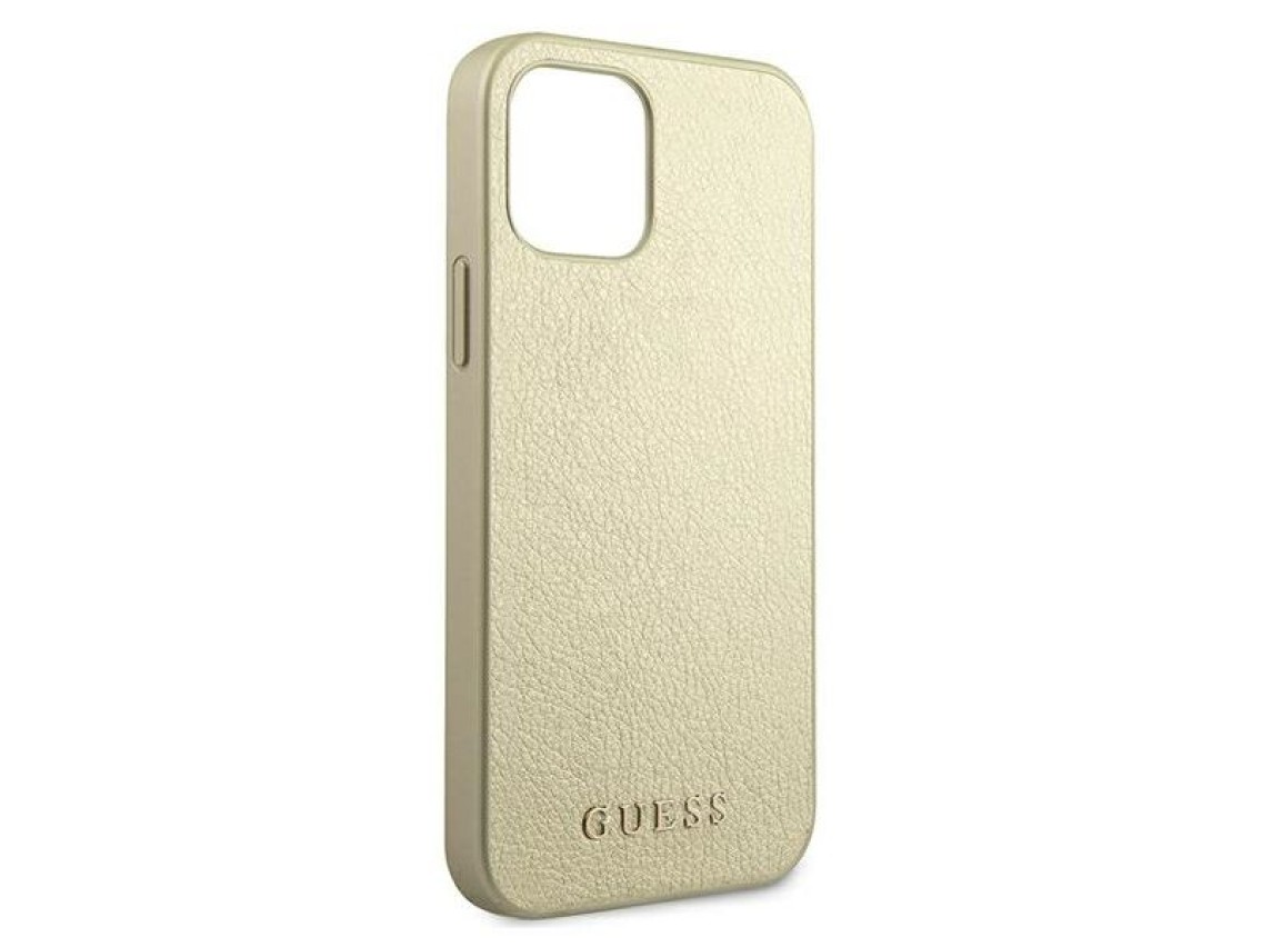 Capa rígida dourada/dourada iridescente Guess GUHCP12LIGLGO para iPhone 12 Pro Max 6.7"