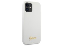 Funda rígida Guess GUHCP12SLSLMGWH para iPhone 12 mini de 5,4" blanca/blanca con logotipo metálico y Funda rígida Guess GUHCP12SLSLMGWH para iPhone 12 mini de 5,4" blanca/blanca con logotipo metálico y