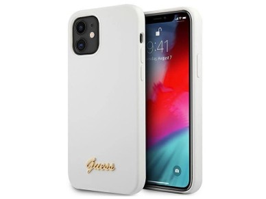 Guess GUHCP12SLSLMGWH iPhone 12 mini 5.4" white/white hardcase Metal Logo Script Guess GUHCP12SLSLMGWH iPhone 12 mini 5.4" white/white hardcase Metal Logo Script