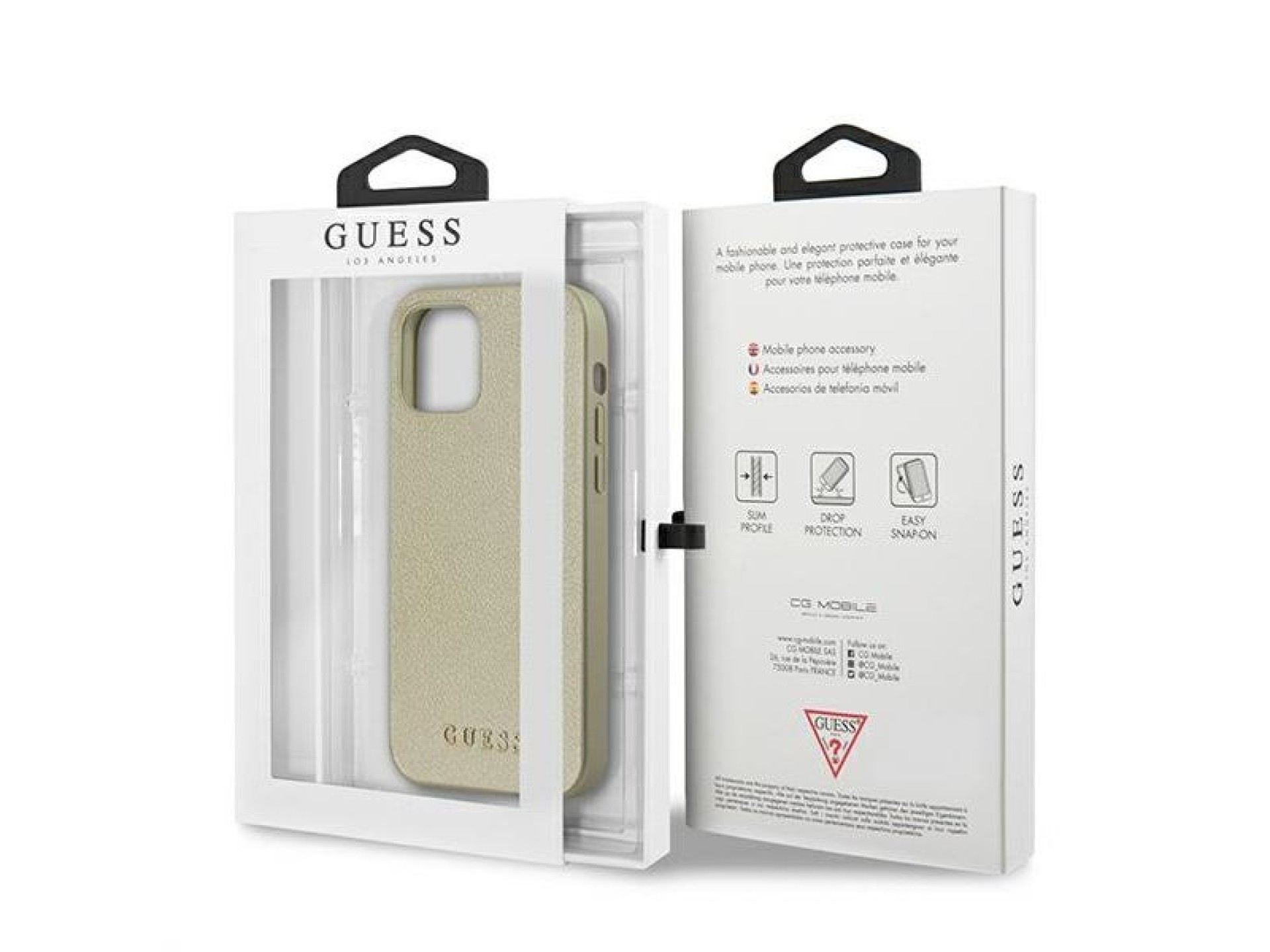 Capa rígida dourada/dourada iridescente Guess GUHCP12LIGLGO para iPhone 12 Pro Max 6.7
