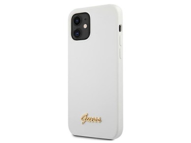 Guess GUHCP12SLSLMGWH iPhone 12 mini 5.4" white/white hardcase Metal Logo Script Guess GUHCP12SLSLMGWH iPhone 12 mini 5.4" white/white hardcase Metal Logo Script