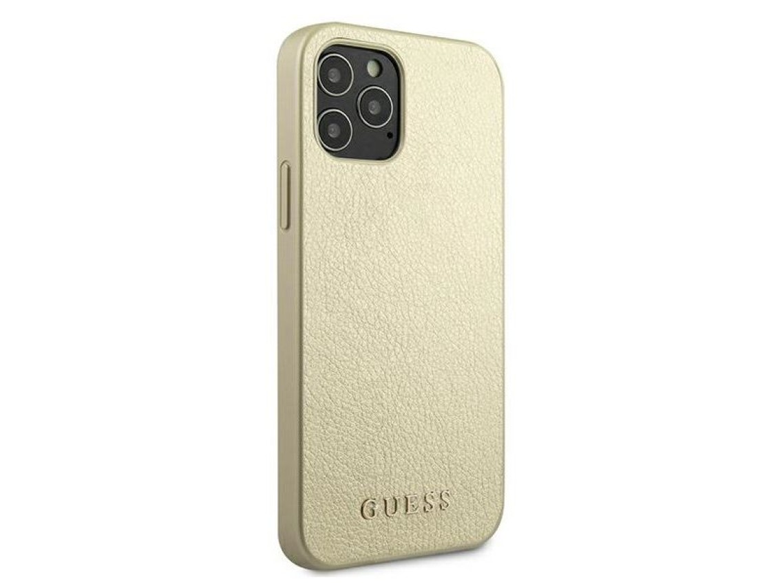 Capa rígida dourada/dourada iridescente Guess GUHCP12LIGLGO para iPhone 12 Pro Max 6.7"