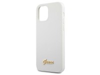 Funda rígida Guess GUHCP12SLSLMGWH para iPhone 12 mini de 5,4" blanca/blanca con logotipo metálico y Funda rígida Guess GUHCP12SLSLMGWH para iPhone 12 mini de 5,4" blanca/blanca con logotipo metálico y