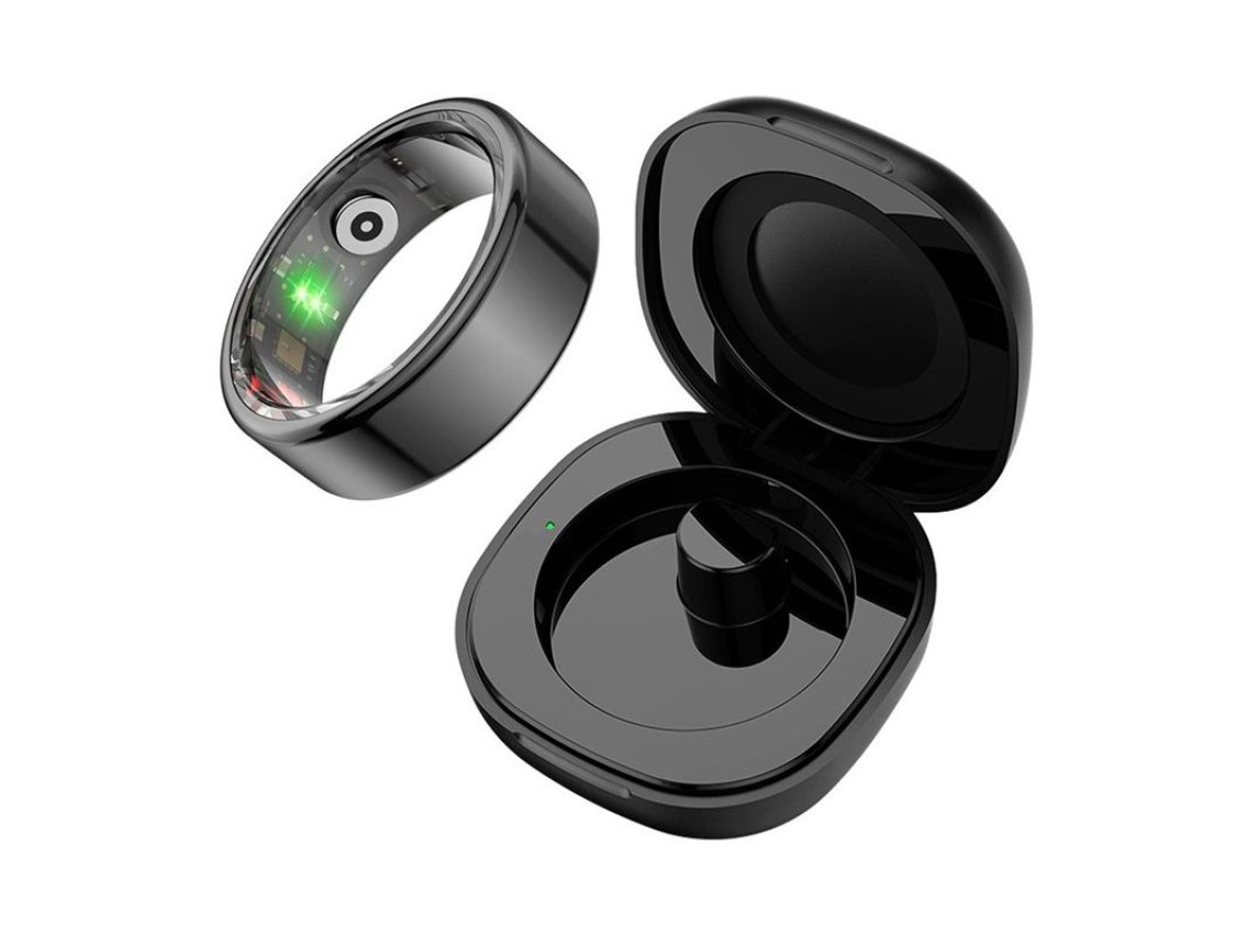 Anel inteligente COLMI R02, tamanho 8, 18,1 mm (preto) + estojo de carregamento