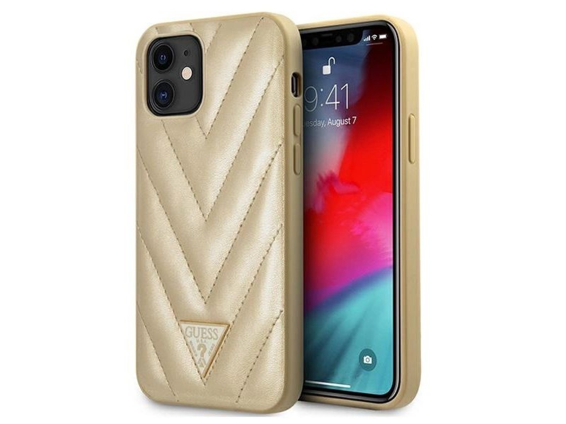 Capa rígida dourada/dourada Guess GUHCP12SPUVQTMLBE para iPhone 12 mini 5.4
