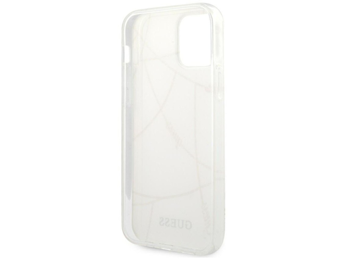 Capa rígida branca/branca Guess GUHCP12SPCUCHWH para iPhone 12 mini 5.4" - Coleção Corrente Dourada