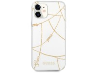 Capa rígida branca/branca Guess GUHCP12SPCUCHWH para iPhone 12 mini 5.4" - Coleção Corrente Dourada Capa rígida branca/branca Guess GUHCP12SPCUCHWH para iPhone 12 mini 5.4" - Coleção Corrente Dourada