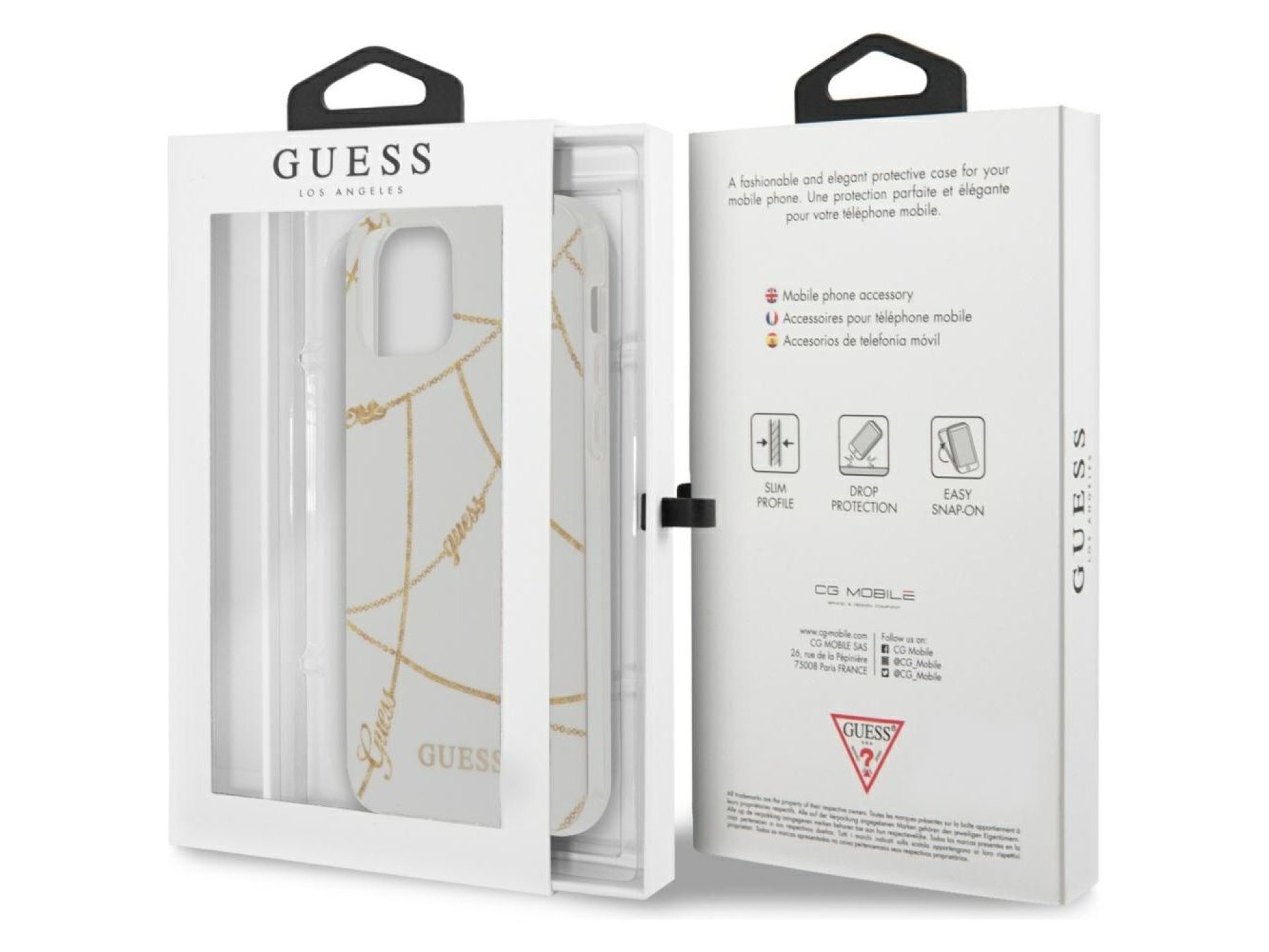 Capa rígida branca/branca Guess GUHCP12SPCUCHWH para iPhone 12 mini 5.4