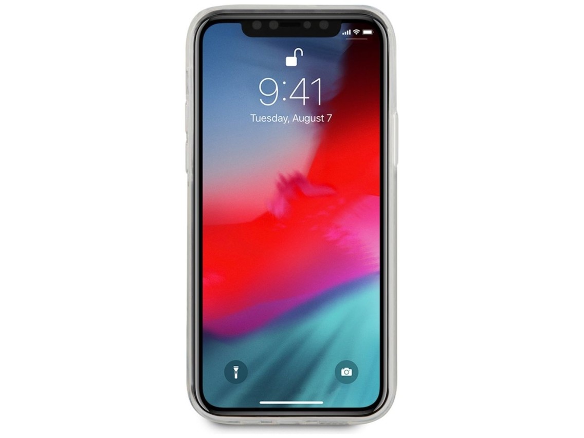 Capa rígida branca/branca Guess GUHCP12SPCUCHWH para iPhone 12 mini 5.4" - Coleção Corrente Dourada