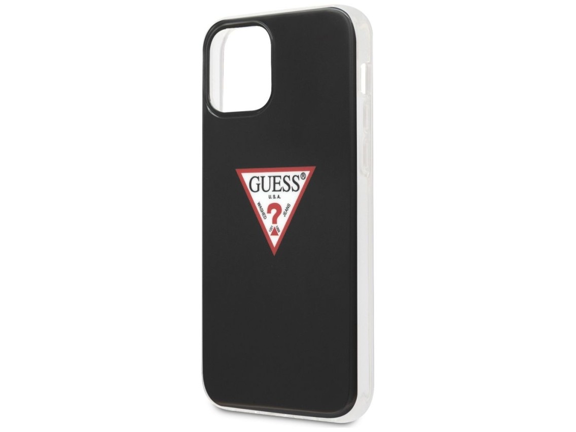 Capa rígida preta/preta Guess GUHCP12LPCUCTLBK para iPhone 12 Pro Max 6.7" - Coleção Triangle