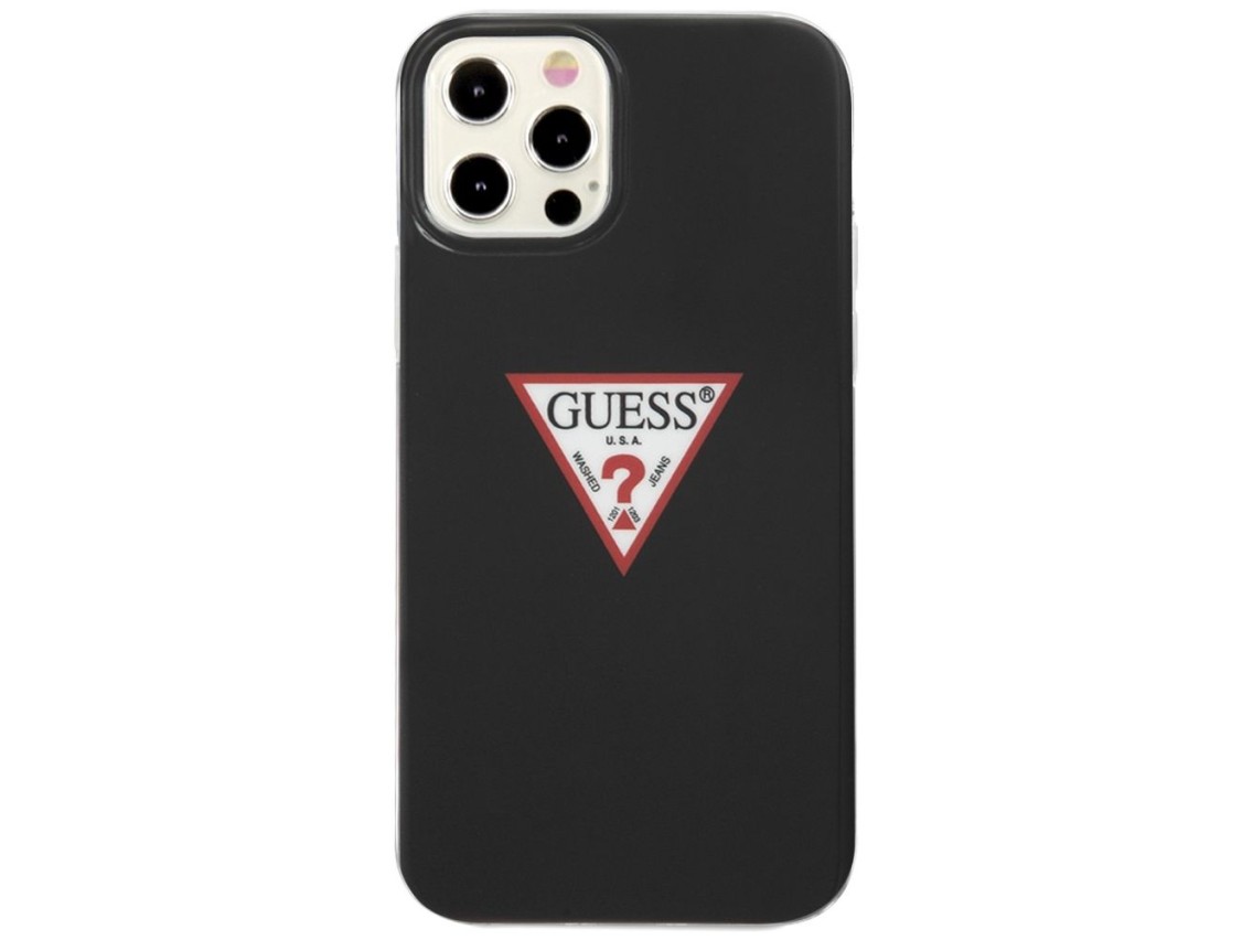 Capa rígida preta/preta Guess GUHCP12LPCUCTLBK para iPhone 12 Pro Max 6.7" - Coleção Triangle