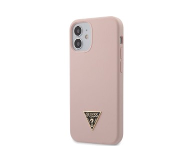 Guess GUHCP12SLSTMLP iPhone 12 mini 5.4" light pink/light pink hardcase Silicone Triangle Logo Guess GUHCP12SLSTMLP iPhone 12 mini 5.4" light pink/light pink hardcase Silicone Triangle Logo