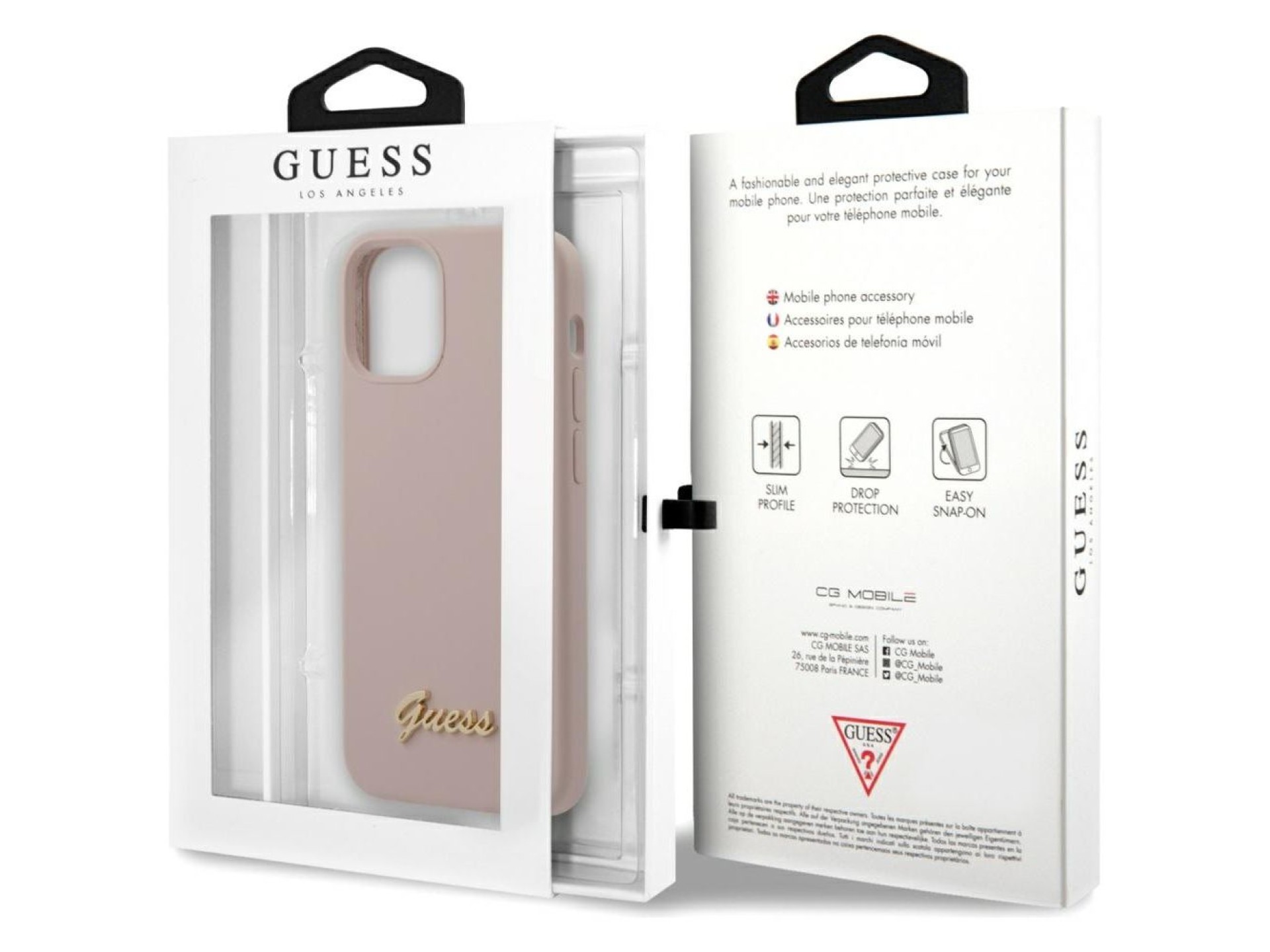 Capa rígida de silicone com logotipo dourado Guess GUHCP12SLSLMGLP para iPhone 12 mini 5.4
