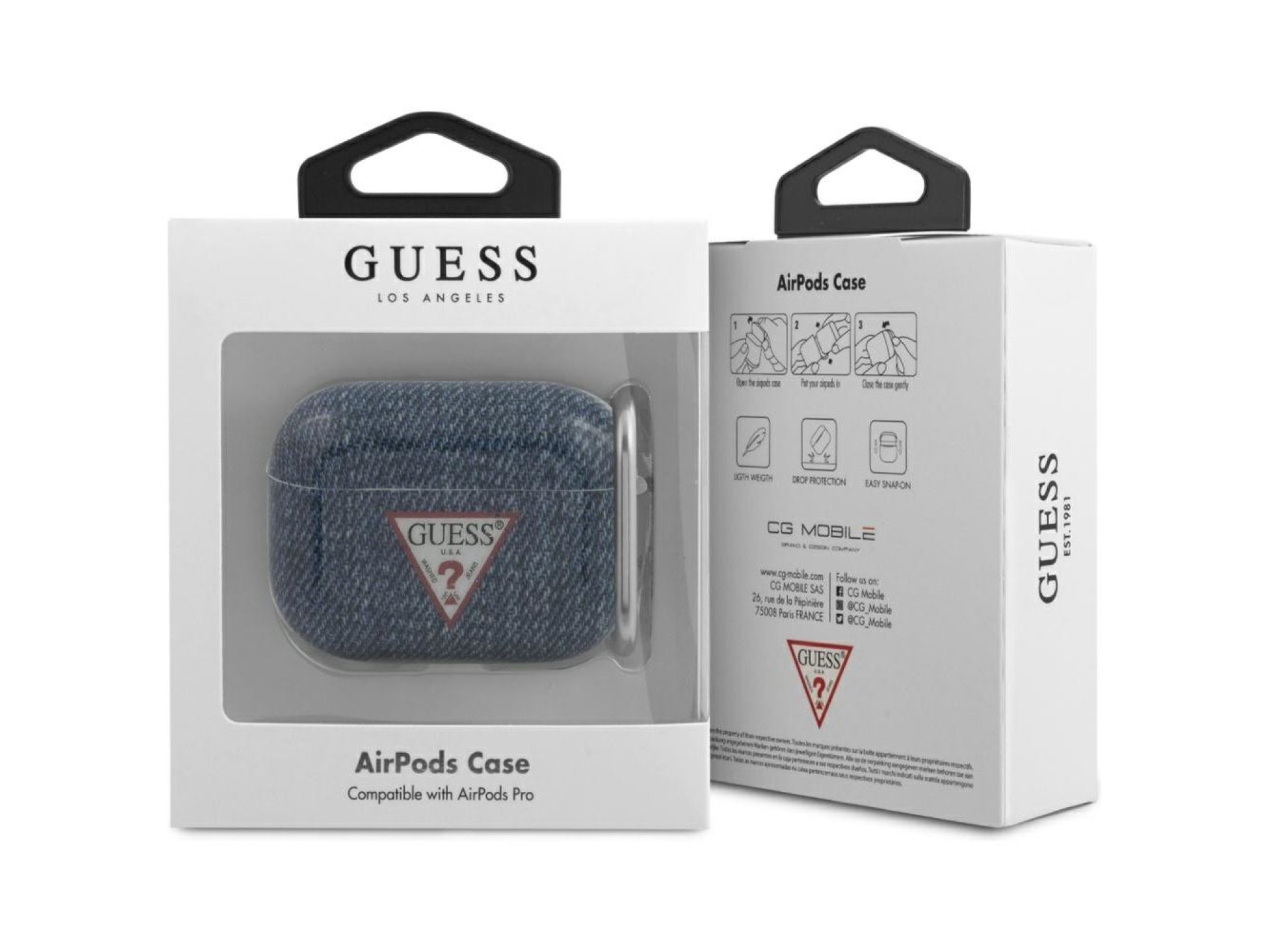Funda para AirPods Pro Guess GUACAPTPUJULDB, color azul marino/azul oscuro, colección Jeans.