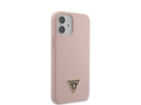 Capa rígida de silicone com logotipo triangular Guess GUHCP12SLSTMLP para iPhone 12 mini 5.4" rosa c Capa rígida de silicone com logotipo triangular Guess GUHCP12SLSTMLP para iPhone 12 mini 5.4" rosa c