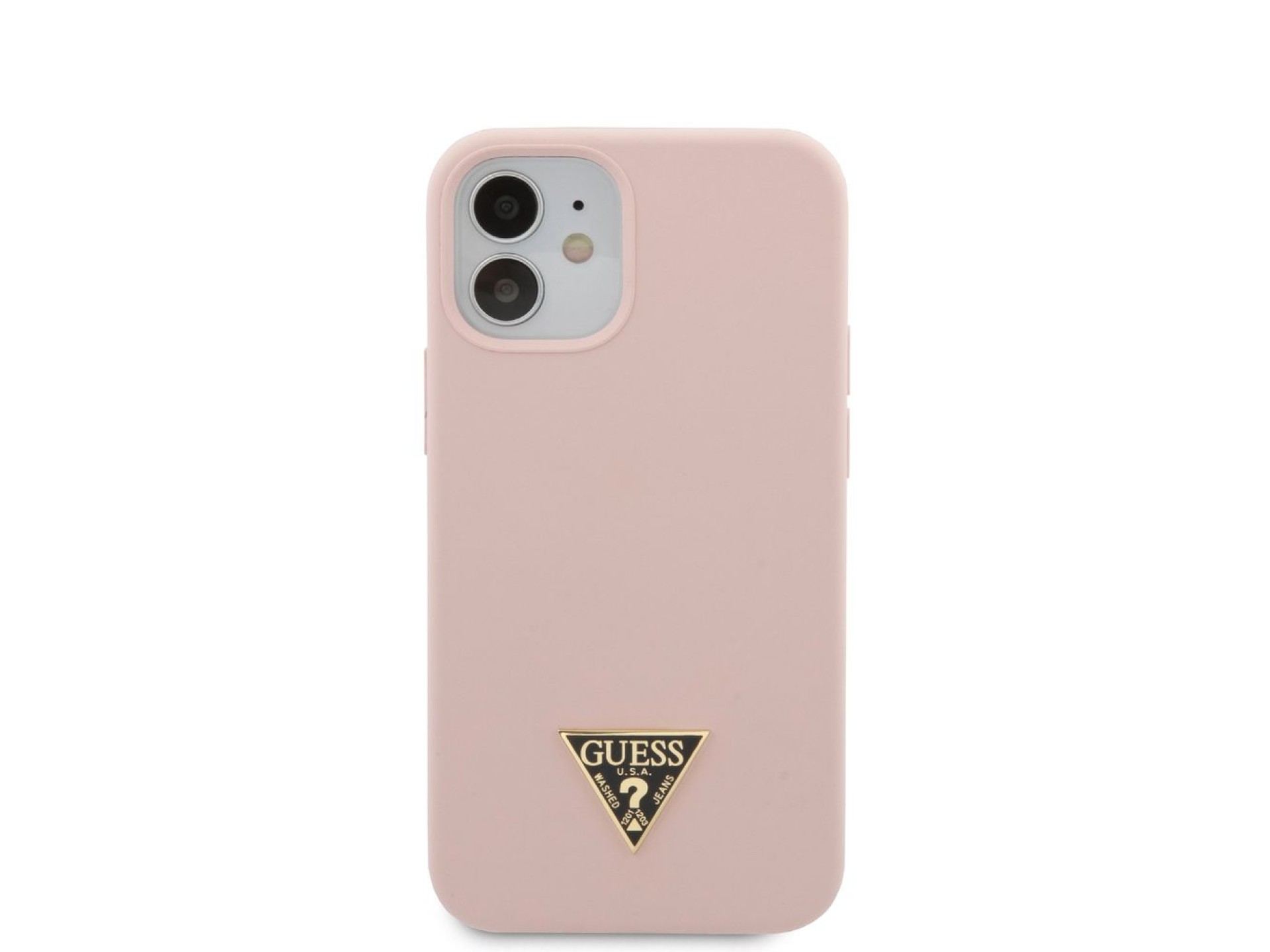 Capa rígida de silicone com logotipo triangular Guess GUHCP12SLSTMLP para iPhone 12 mini 5.4