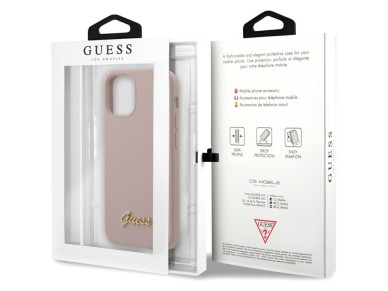 Guess GUHCP12SLSLMGLP iPhone 12 mini 5.4" light pink/light pink hardcase Silicone Script Gold Logo Guess GUHCP12SLSLMGLP iPhone 12 mini 5.4" light pink/light pink hardcase Silicone Script Gold Logo