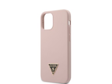 Guess GUHCP12SLSTMLP iPhone 12 mini 5.4" light pink/light pink hardcase Silicone Triangle Logo Guess GUHCP12SLSTMLP iPhone 12 mini 5.4" light pink/light pink hardcase Silicone Triangle Logo