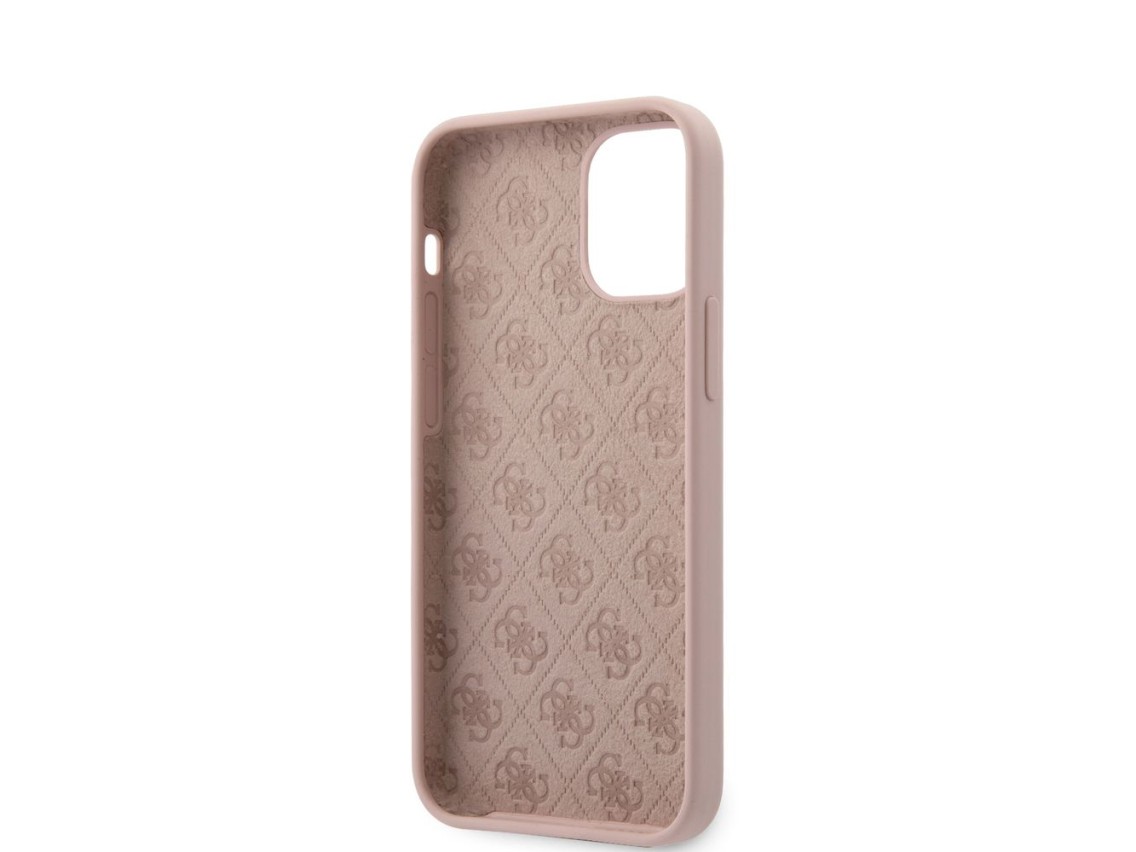 Capa rígida de silicone com logotipo triangular Guess GUHCP12SLSTMLP para iPhone 12 mini 5.4" rosa c
