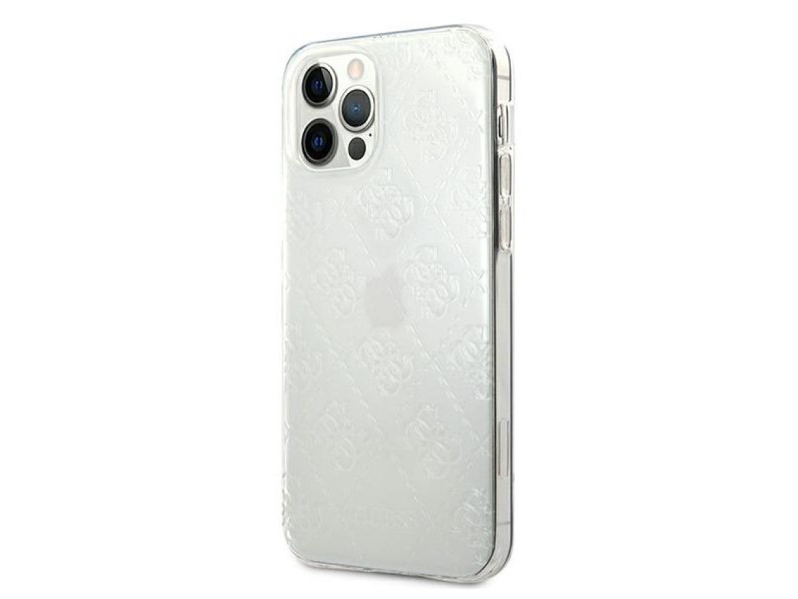 Capa rígida transparente Guess GUHCP12L3D4GTR para iPhone 12 Pro Max 6.7" com padrão 3D e tecnologia