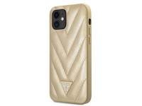 Capa rígida dourada/dourada Guess GUHCP12SPUVQTMLBE para iPhone 12 mini 5.4" - Coleção V-Quilted Capa rígida dourada/dourada Guess GUHCP12SPUVQTMLBE para iPhone 12 mini 5.4" - Coleção V-Quilted