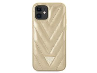 Capa rígida dourada/dourada Guess GUHCP12SPUVQTMLBE para iPhone 12 mini 5.4" - Coleção V-Quilted Capa rígida dourada/dourada Guess GUHCP12SPUVQTMLBE para iPhone 12 mini 5.4" - Coleção V-Quilted