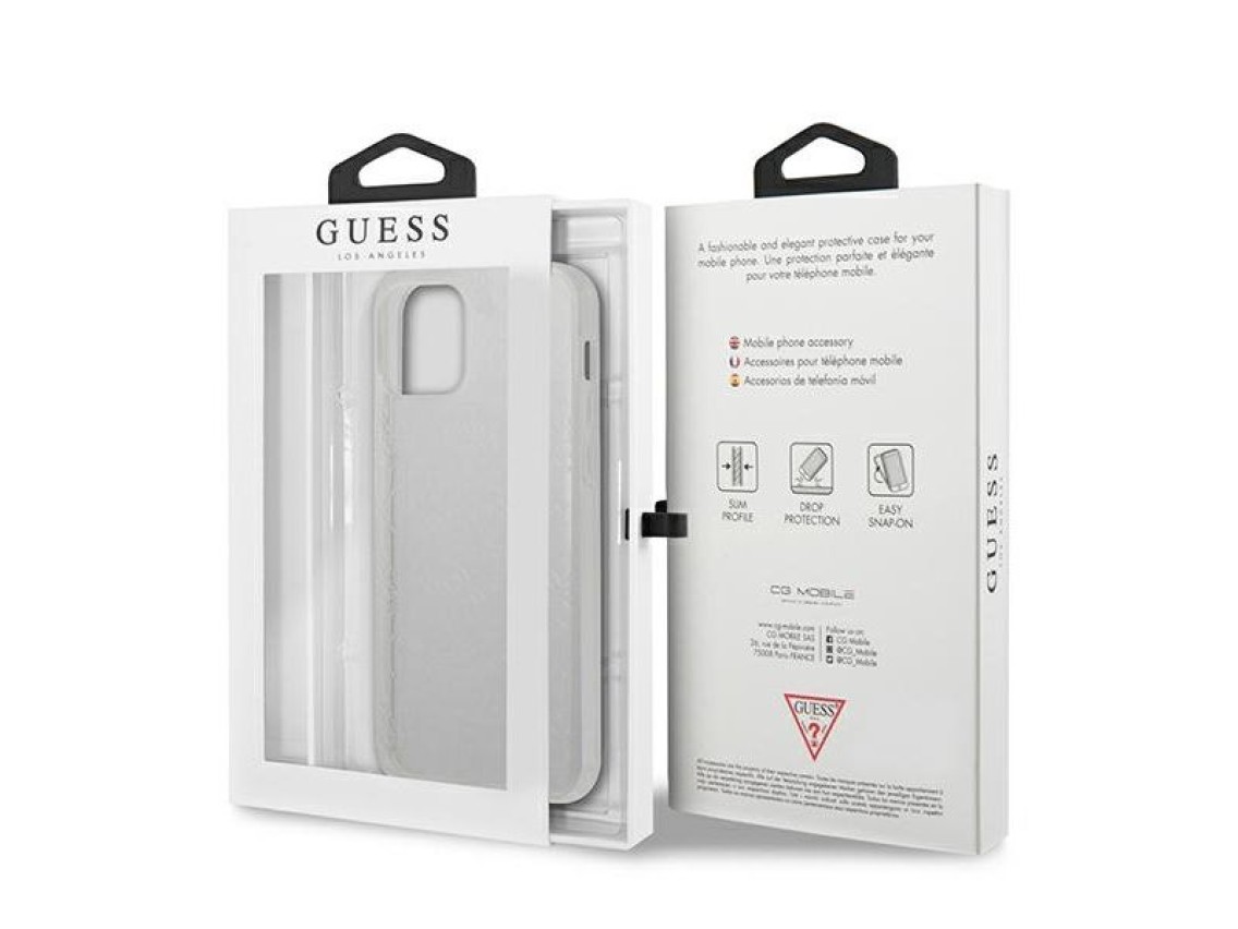 Capa rígida transparente Guess GUHCP12L3D4GTR para iPhone 12 Pro Max 6.7" com padrão 3D e tecnologia