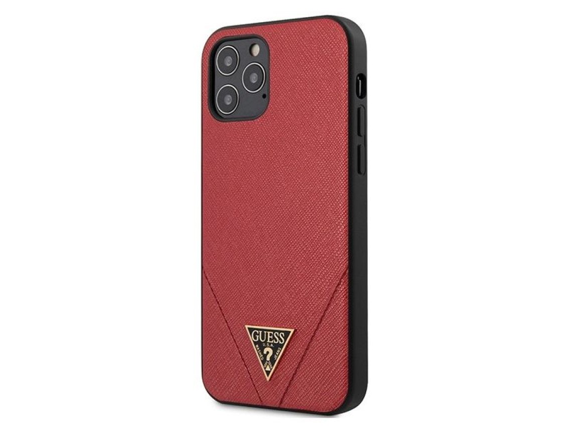 Funda rígida Guess GUHCP12LVSATMLRE para iPhone 12 Pro Max de 6,7" roja/roja Saffiano