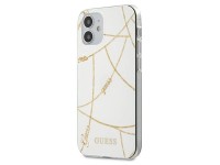 Capa rígida branca/branca Guess GUHCP12SPCUCHWH para iPhone 12 mini 5.4" - Coleção Corrente Dourada Capa rígida branca/branca Guess GUHCP12SPCUCHWH para iPhone 12 mini 5.4" - Coleção Corrente Dourada