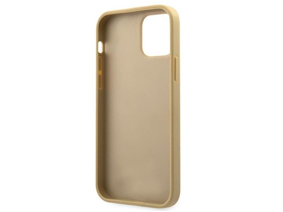 Capa rígida dourada/dourada Guess GUHCP12SPUVQTMLBE para iPhone 12 mini 5.4" - Coleção V-Quilted