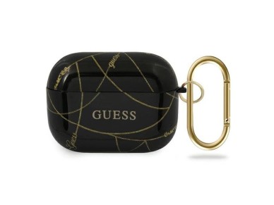 Capa para AirPods Pro Guess GUACAPTPUCHBK preta/preta com corrente dourada