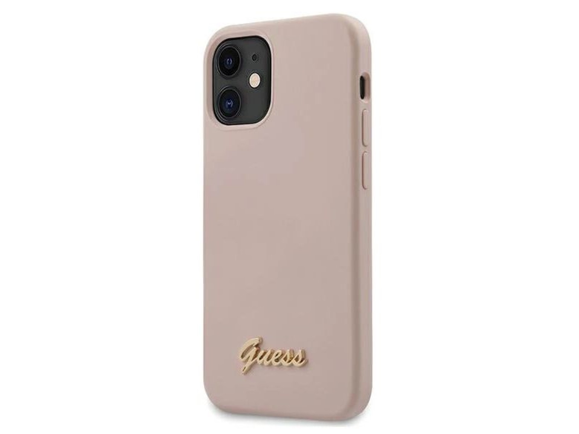 Capa rígida de silicone com logotipo dourado Guess GUHCP12SLSLMGLP para iPhone 12 mini 5.4