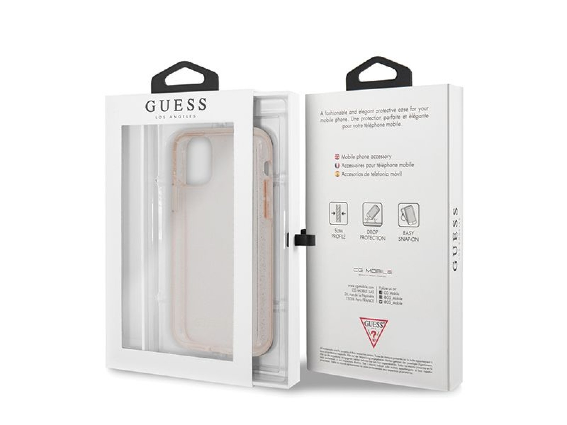 Guess GUHCN65PCGLPI iPhone 11 Pro Max pink/pink hard case Glitter