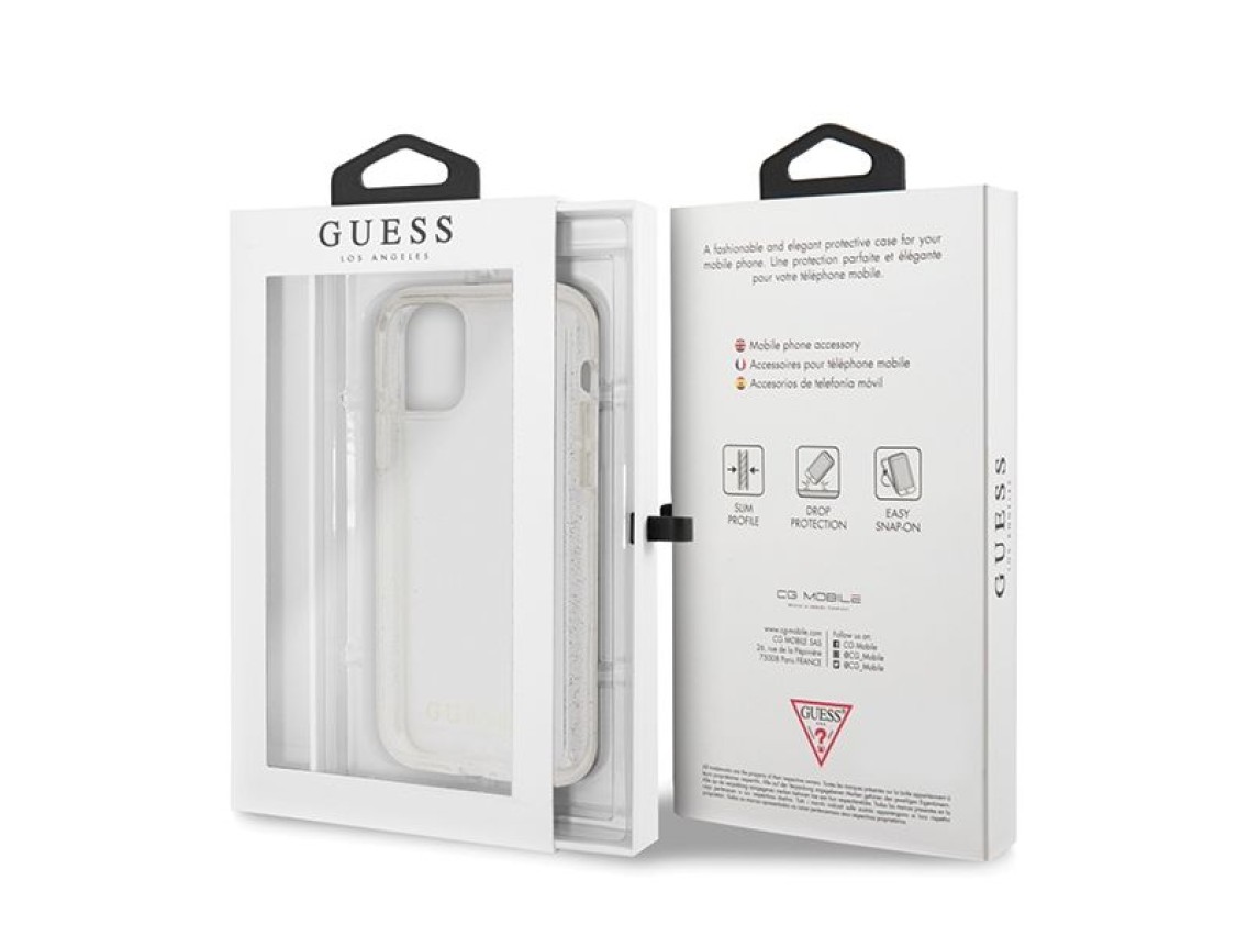 Guess GUHCN65PCGLSI iPhone 11 Pro Max silver/silver hard case Glitter