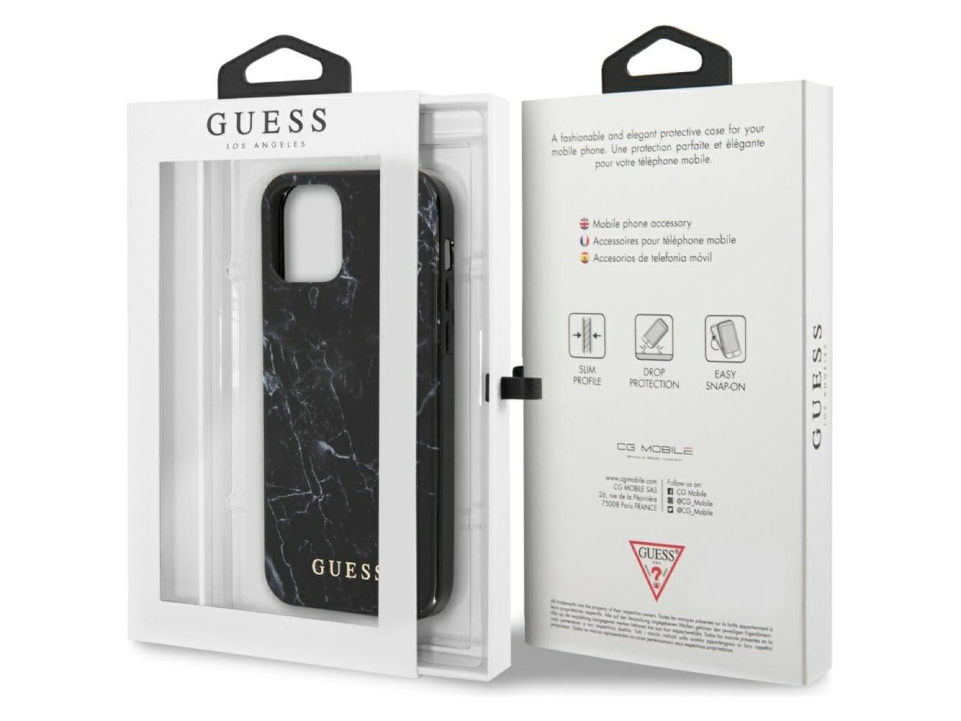Funda Guess Marble para iPhone 12 mini - Negra