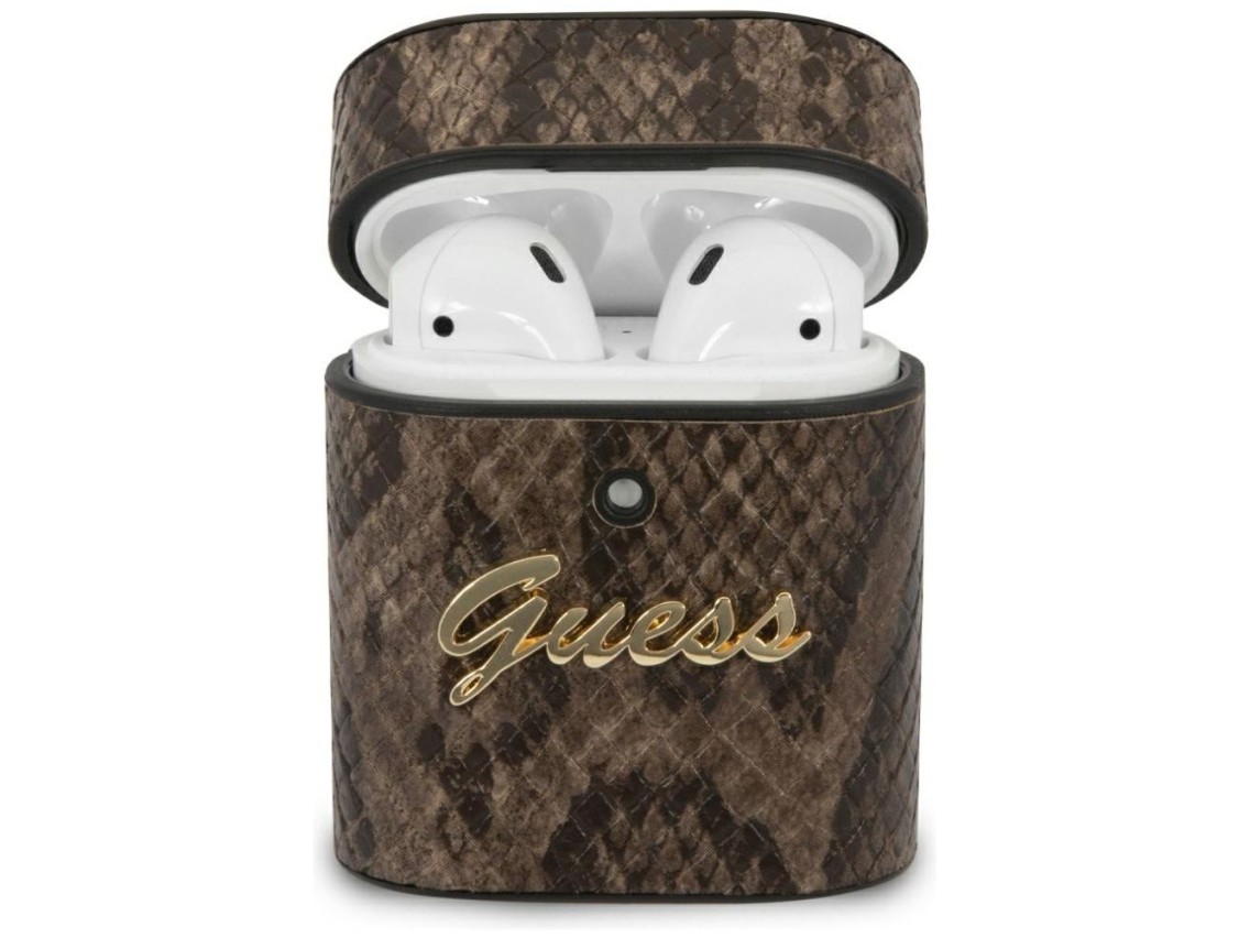 Capa Guess GUACA2PUSNSMLBR para AirPods 1/2, marrom/marrom, coleção Python