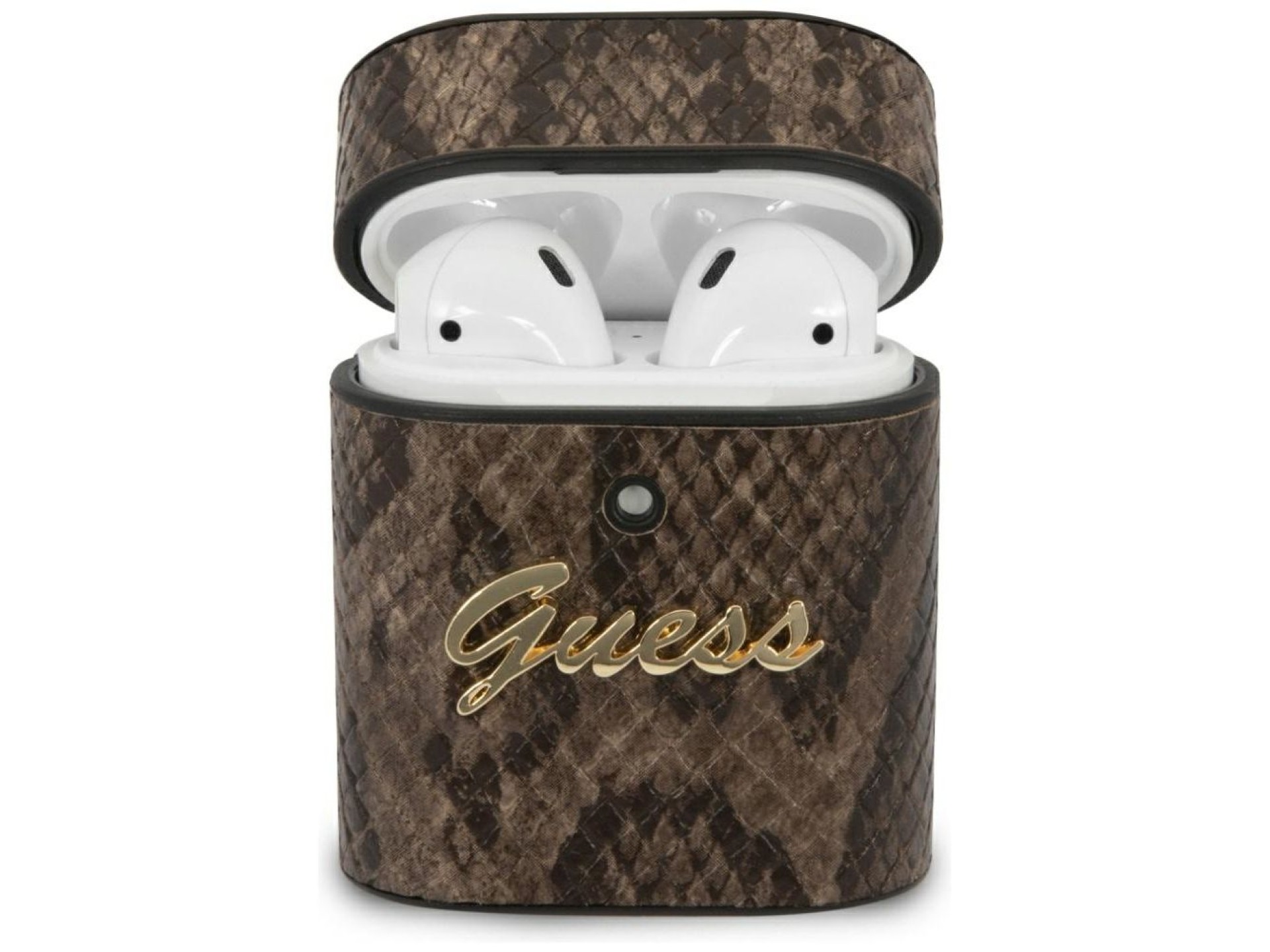 Capa Guess GUACA2PUSNSMLBR para AirPods 1/2, marrom/marrom, coleção Python