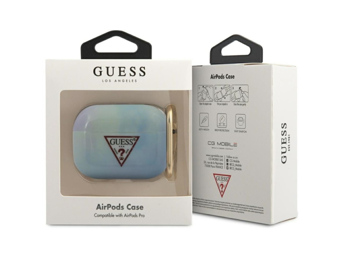 Capa Guess GUACAPTPUMCGC02 para AirPods Pro, coleção Tie & Dye azul/azul