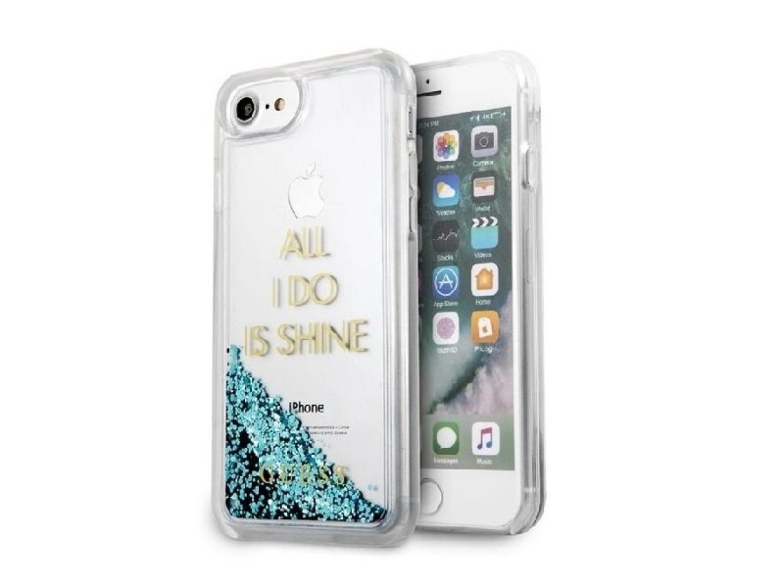 Capa r�gida azul com glitter l�quido Guess GUHCP7GLUQBL para iPhone 6/7/8/SE 2020/SE 2022