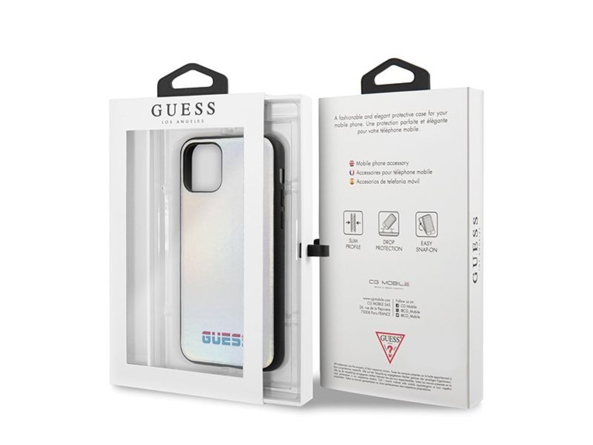 Capa rígida Guess GUHCN58BLD para iPhone 11 Pro, prata/prata iridescente.