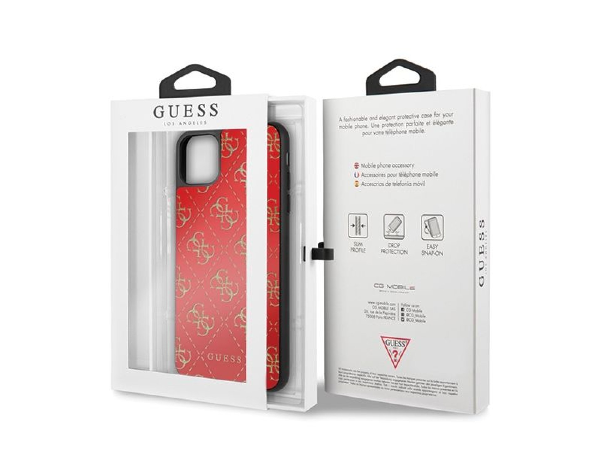 Funda rígida Guess GUHCN654GGPRE para iPhone 11 Pro Max, color rojo/rojo, doble capa con purpurina,