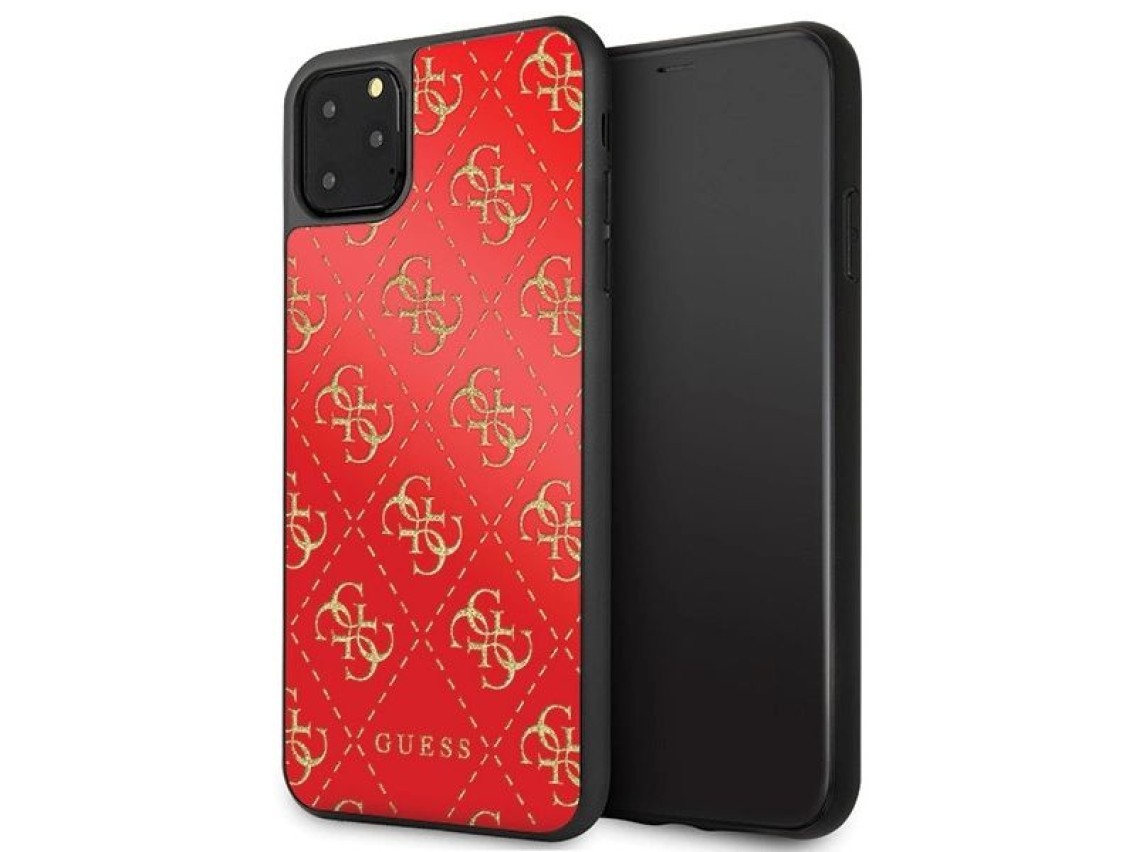 Funda rígida Guess GUHCN654GGPRE para iPhone 11 Pro Max, color rojo/rojo, doble capa con purpurina,